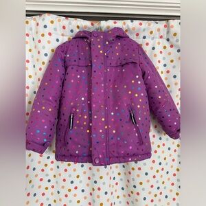❄️Cat & Jack 3 in 1 Jacket like new. Purple polka dots 5T